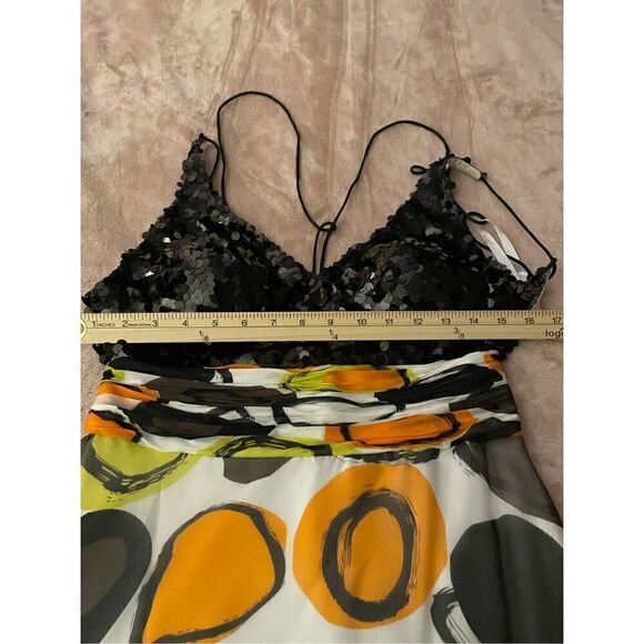 Tony Bowls Dress Size 6 Silk Maxi Y2K Fairy Sequin Beaded Colorful Whimsical 90’ - Picture 5 of 13